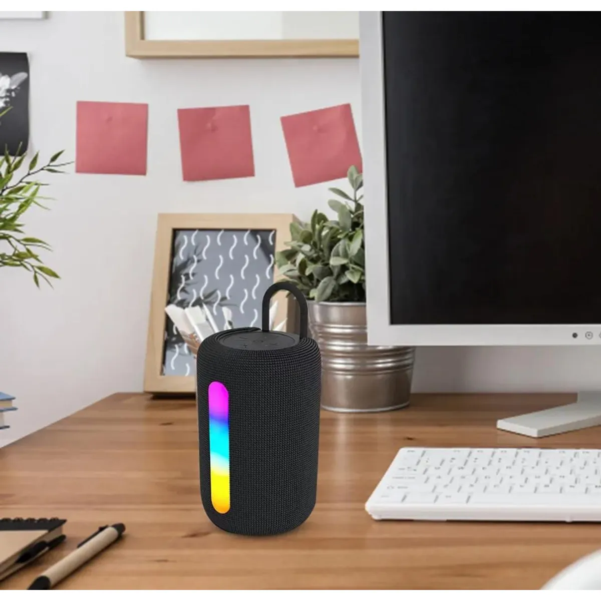 GENERICO - PARLANTE BLUETOOTH IMPERMEABLE RETROILUMINADO NEGRO