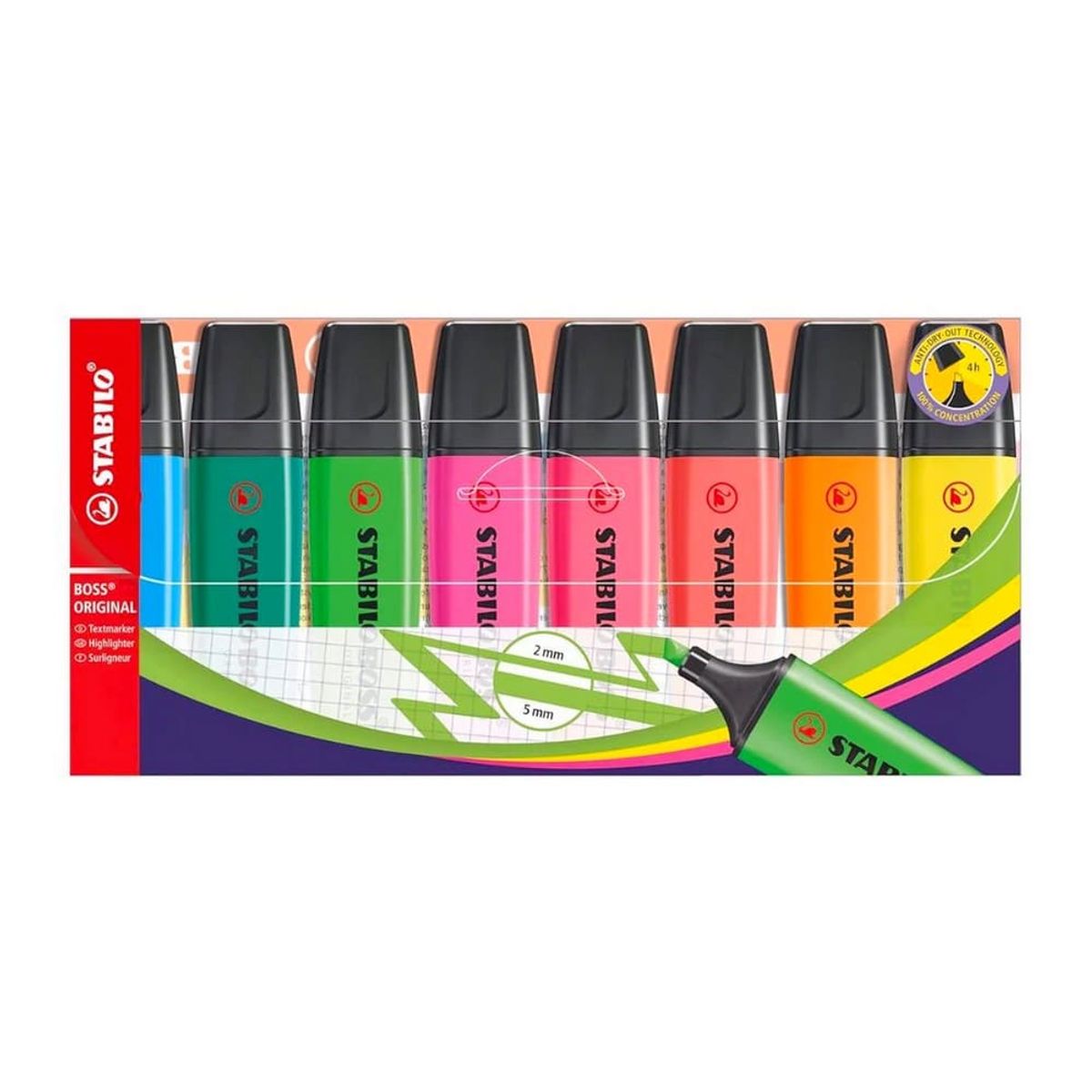 STABILO - Set de 8 Destacadores Stabilo Boss Original Fluorescentes