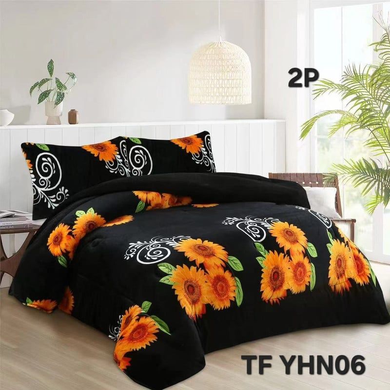 ANGELES DEL HOGAR - COBERTOR PLUS CON CHIPORRO 2 PLAZA  230X250  GIRASOLES NEGRO