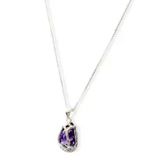 COGGIOLA - Collar Tulipán Circón Morado Facetado Plata Fina 925