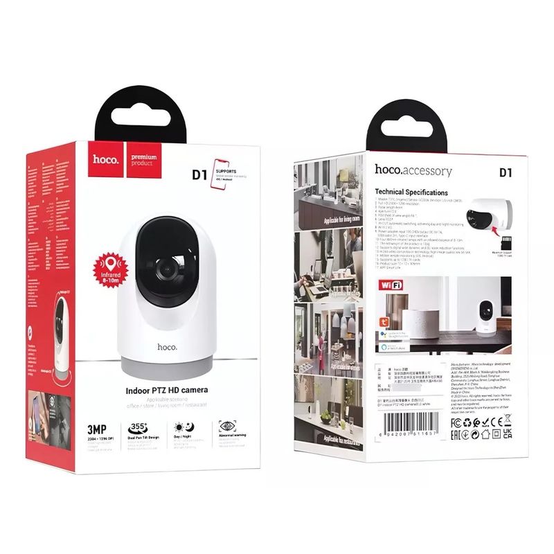 HOCO - Camara Seguridad Infrarroja Full Hd Voz Bidireccional Hoco Color Blanco