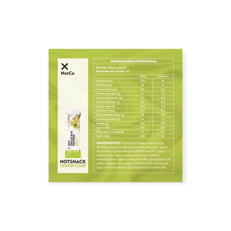 NOTCO - BARRAS DE PROTEINA NOTSNACK BAR LEMON CAKE 600GR 20 UNIDADES- NOTCO