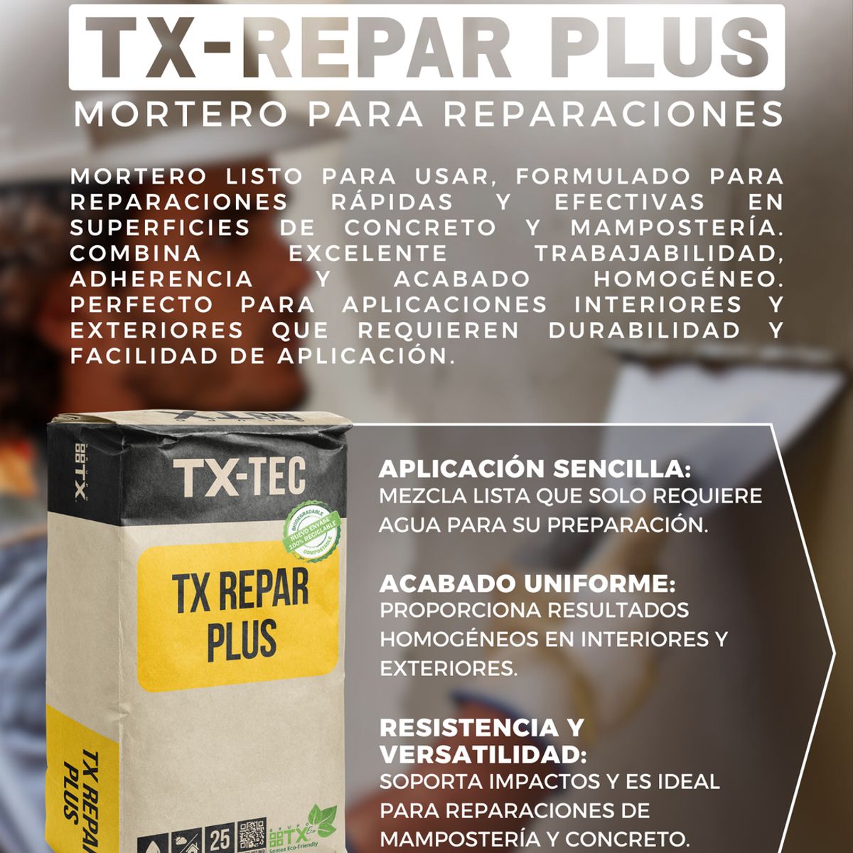 GENERICO - Tx Repar Plus - Mortero Para Anclaje Saco 25 Kg