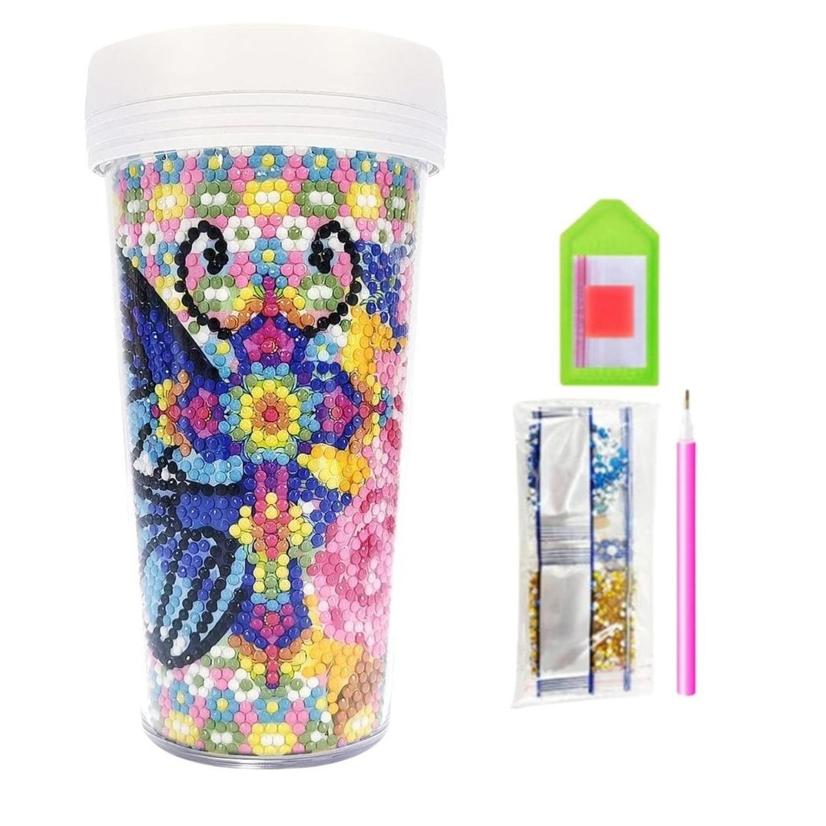 GENERICO - Vaso Pintura con Diamantes - Mariposa