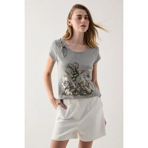 ASH - Polera Manga Corta Gris Mujer
