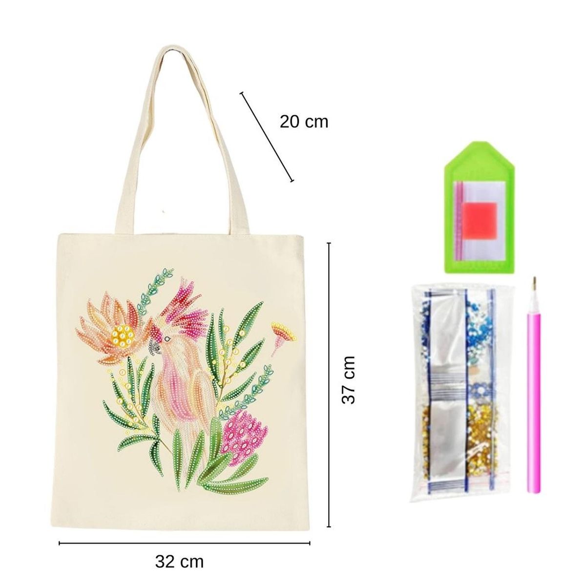 GENERICO - Tote Bag Pintura con Diamantes - Flores