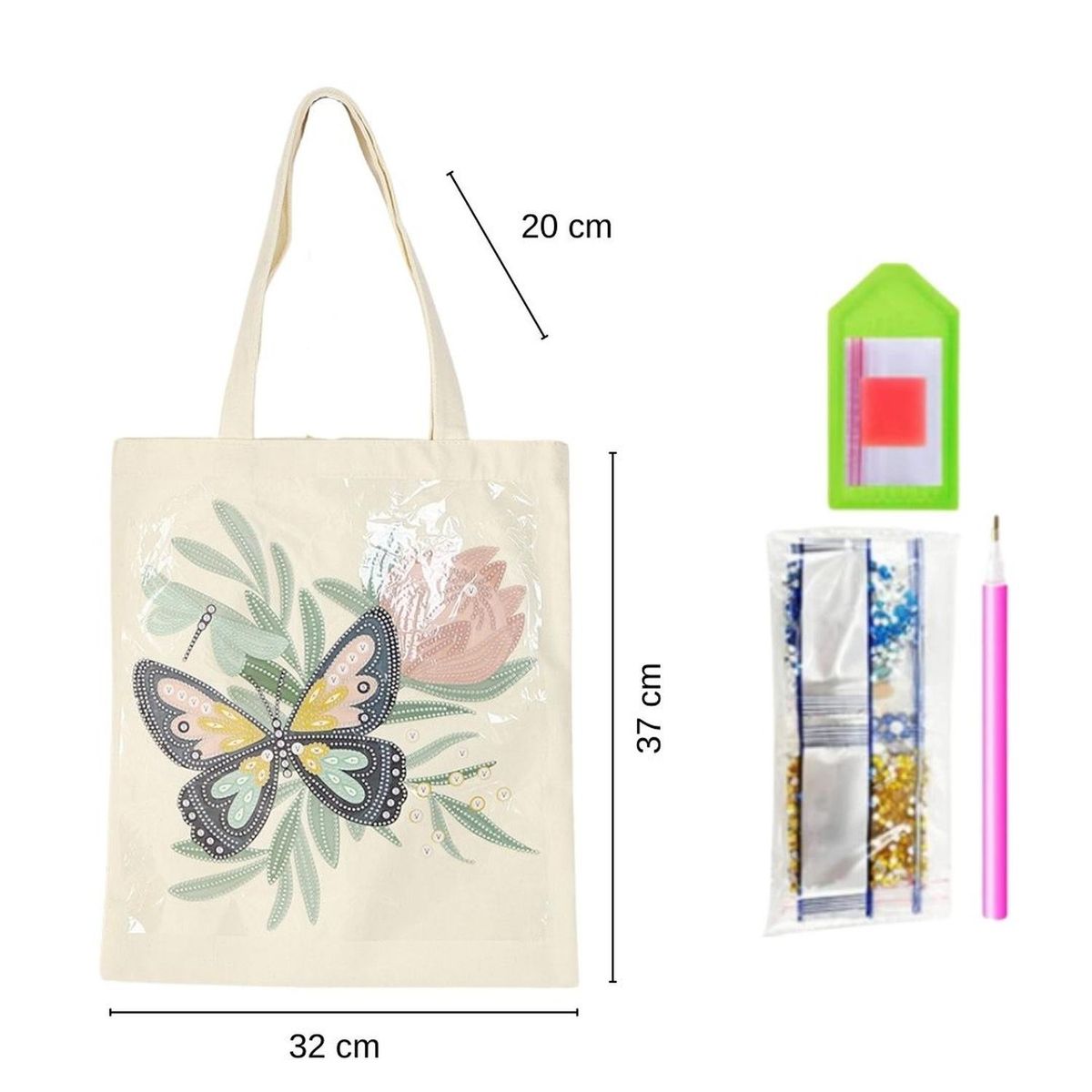 GENERICO - Tote Bag Pintura con Diamantes - Mariposa