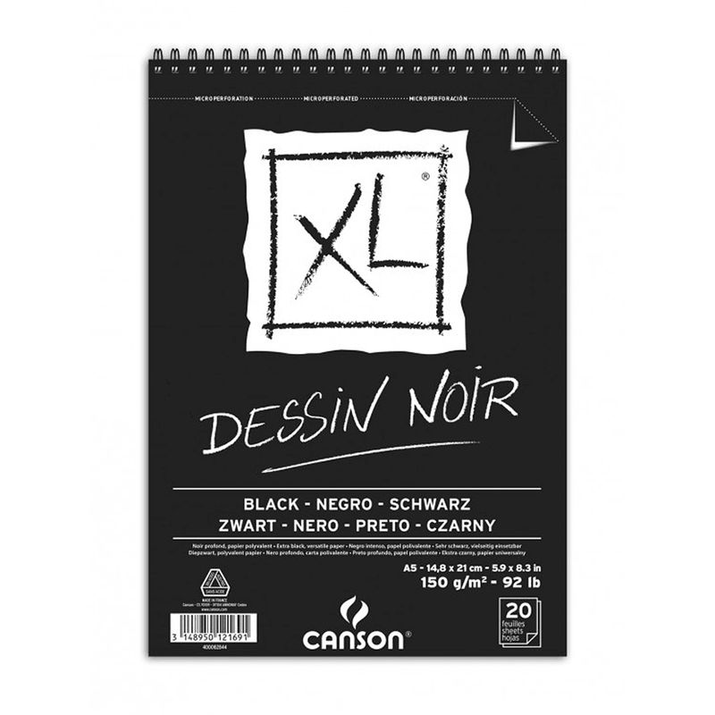 CANSON - Croquera Dibujo Canson XL Negra 150gr A5