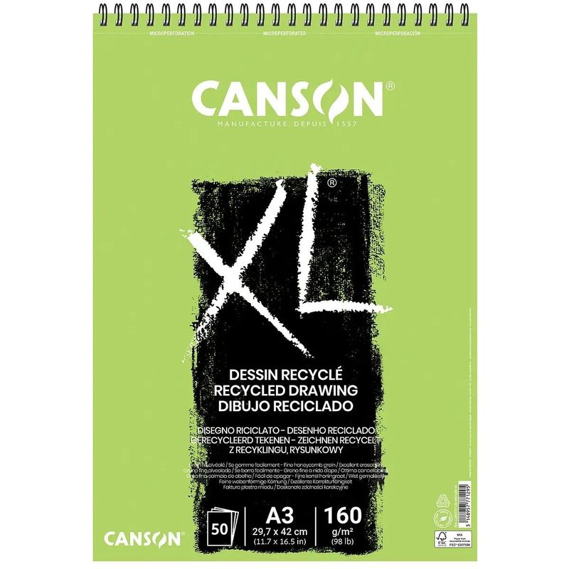 CANSON - Croquera Dibujo Canson XL Reciclado 160gr A3 (29x42cm) 50hjs
