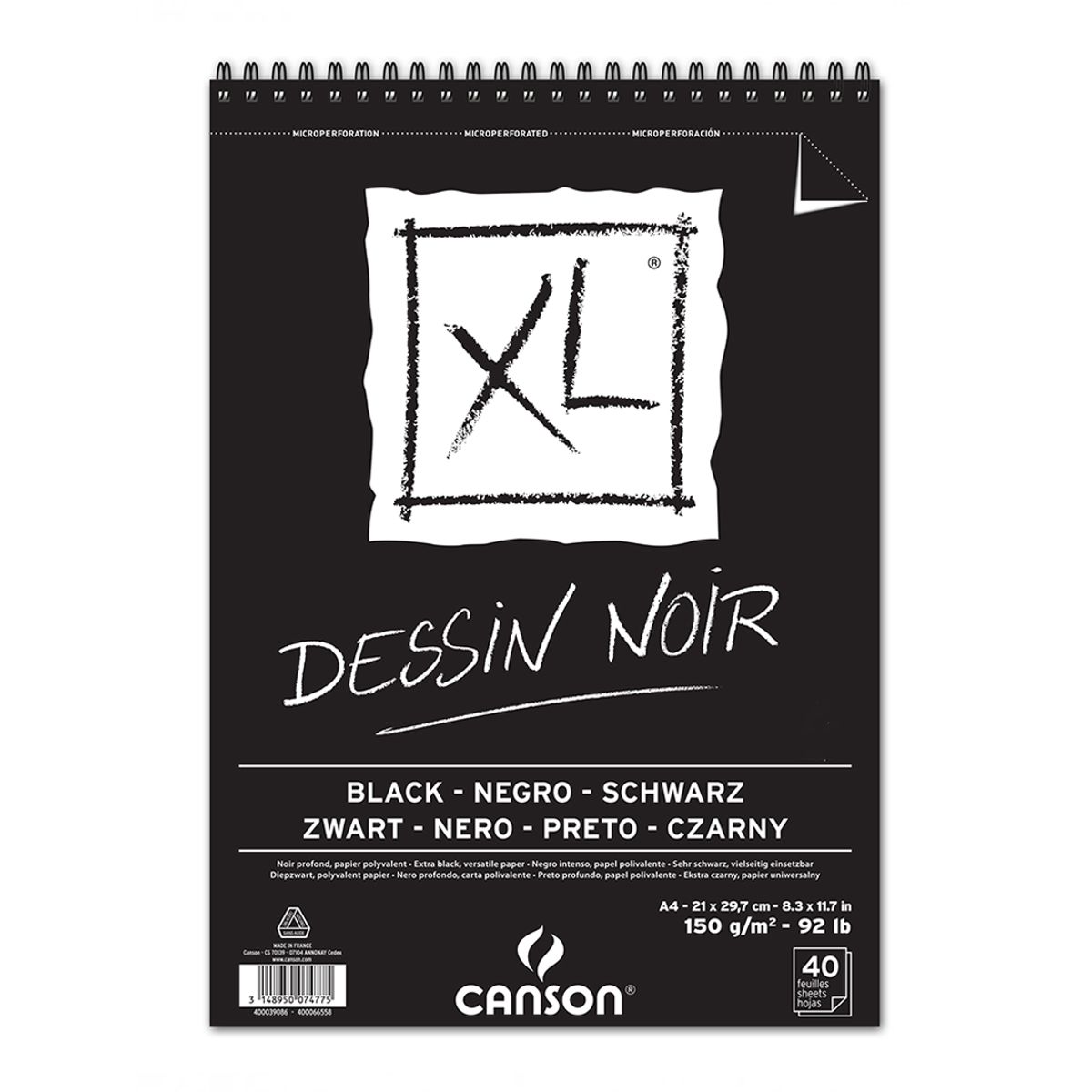 CANSON - Croquera Dibujo Canson XL Negra 150gr A4