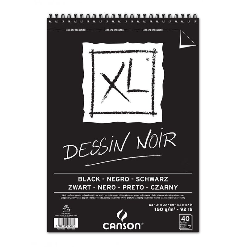 CANSON - Croquera Dibujo Canson XL Negra 150gr A4
