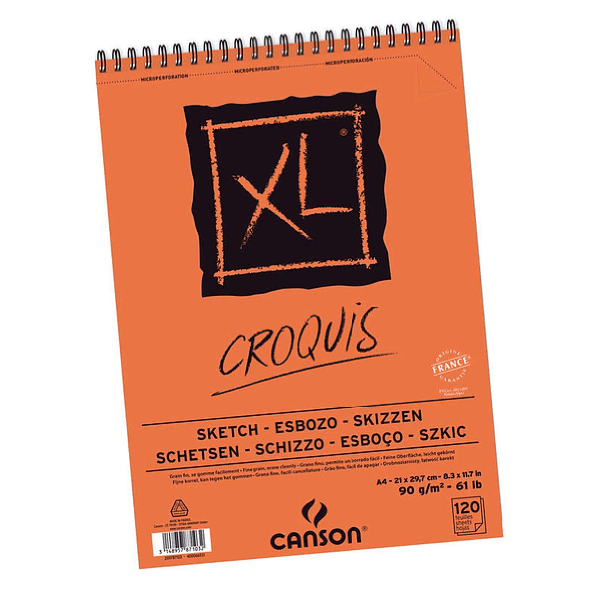 CANSON - Croquera Dibujo Canson XL Croquis 90gr A4