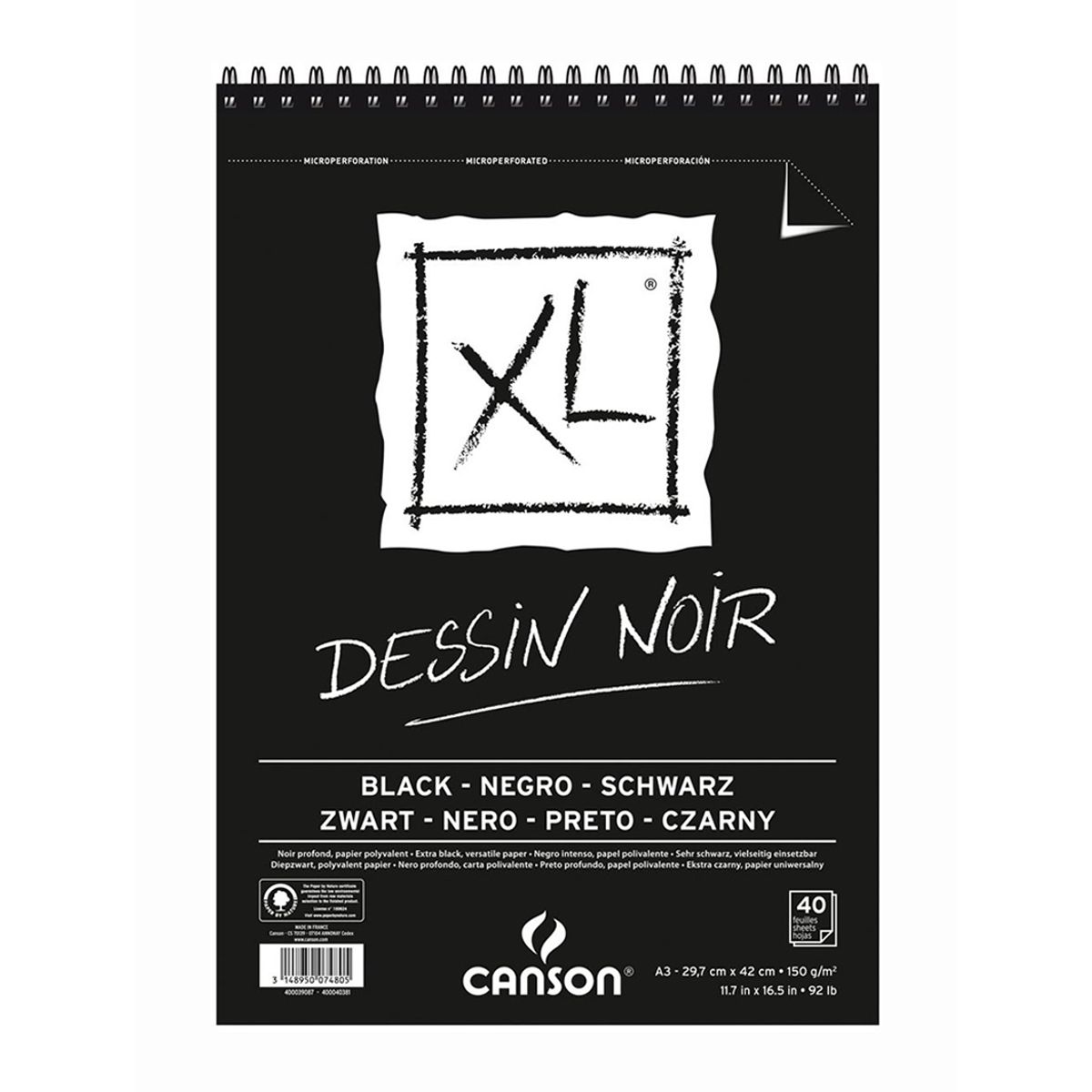 CANSON - Croquera Dibujo Canson XL Negra 150gr A3