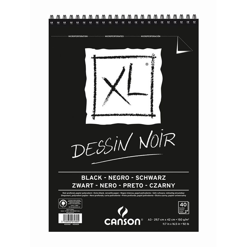 CANSON - Croquera Dibujo Canson XL Negra 150gr A3