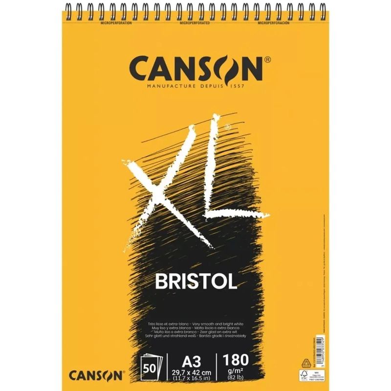 CANSON - Croquera Dibujo Canson XL Bristol 180gr A3 (29 x 42 cm) 50h