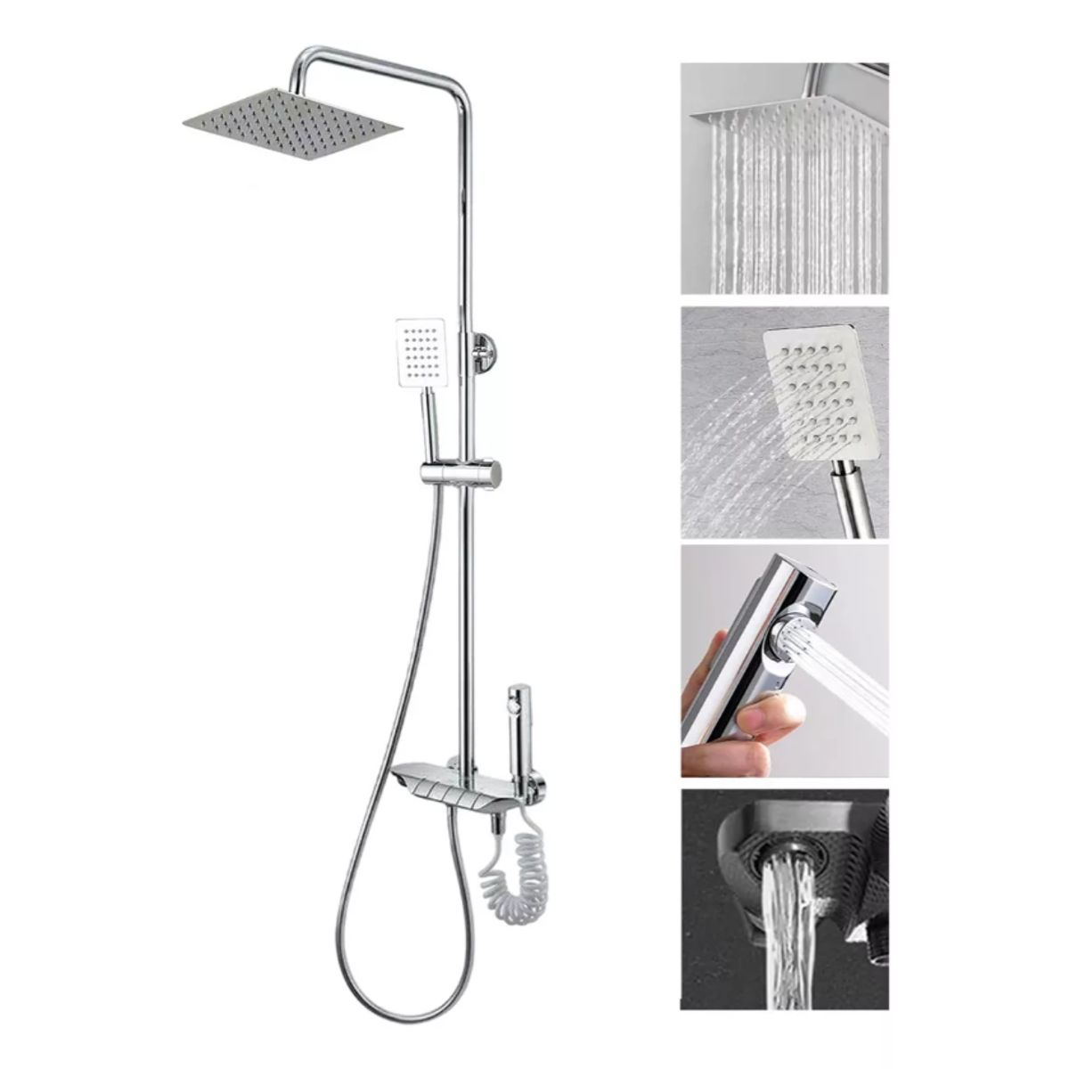 GENERICO - Ducha Columna Moderna De Lujo Con Llave 4 Funciones Plateado