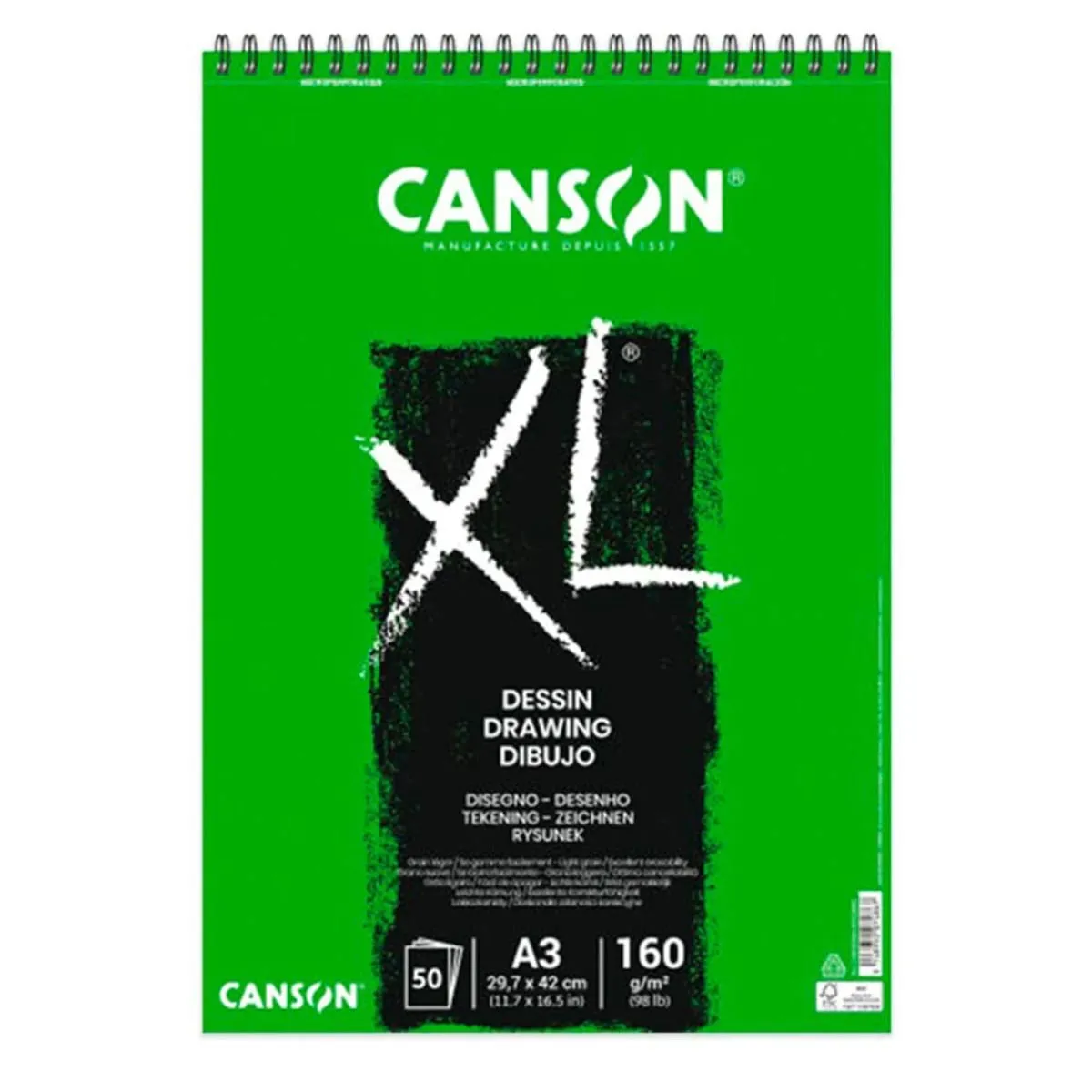 CANSON - Croquera Dibujo Canson XL Dessin 160gr A3 (29 x 42 cm) 50hjs
