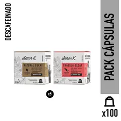 CAFE SEÑOR K - Pack 100 Cápsulas Espresso Descafeinadas Café Señor K