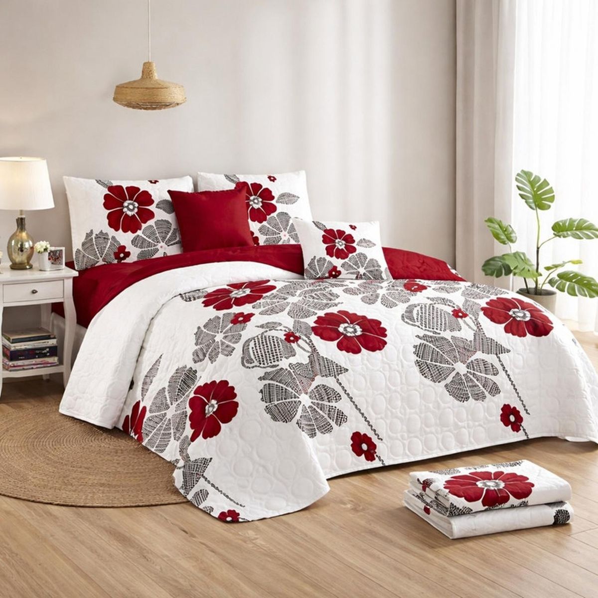 GENERICO - Cubrecama + Juego De Sabanas De 2 Plazas + Fundas Almohada - Multicolor - 2 Plazas