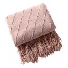 GENERICO - Manta decorativa tejida para sillón piecera o cama color rosado