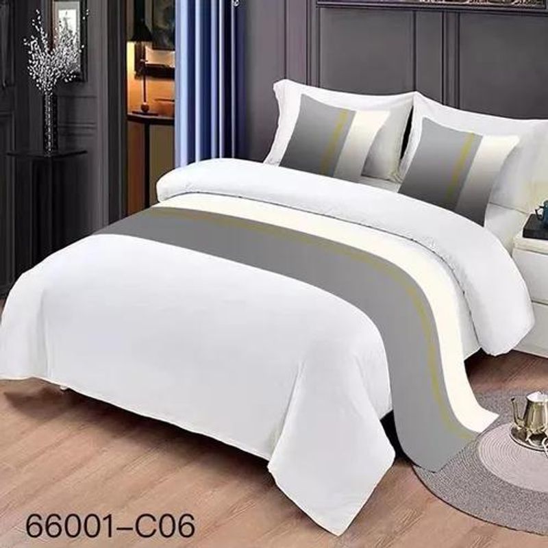 GENERICO - Piecera cama decorativa 60x200 cm + 2 fundas 45x45 diseño 7 color gris
