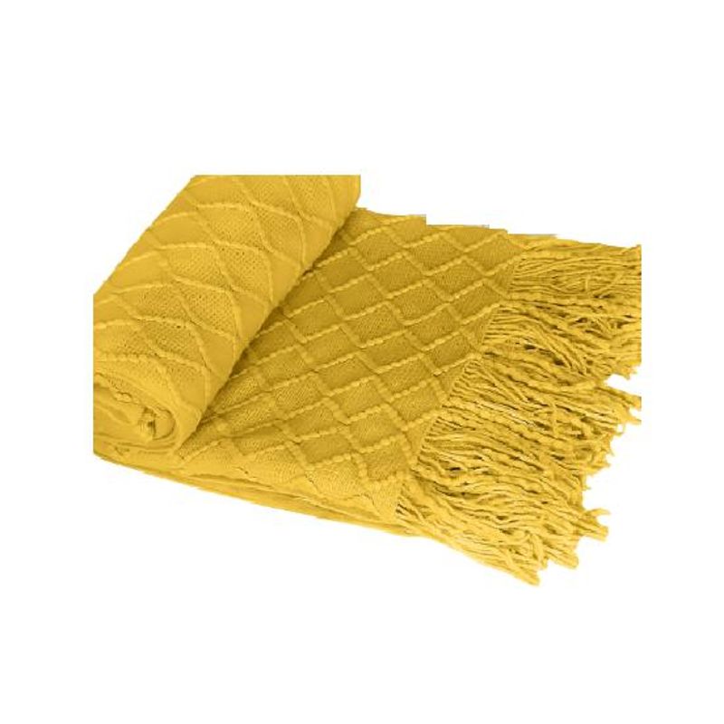 GENERICO - Manta decorativa tejida para sillón piecera o cama color amarillo