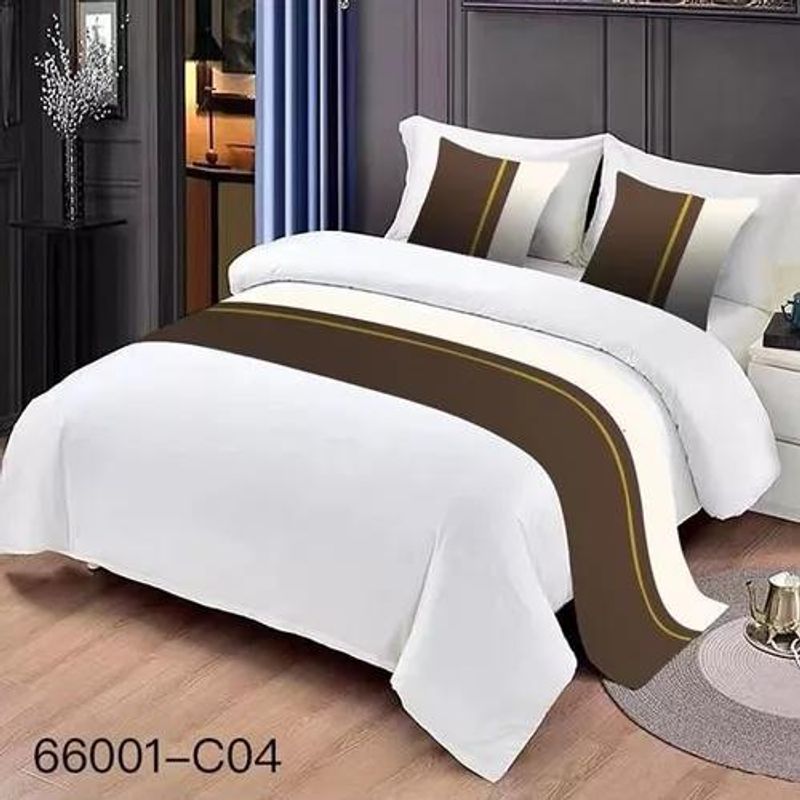 GENERICO - Pieceras para cama 60x200 cm + 2 fundas 45x45 diseño 4 color café