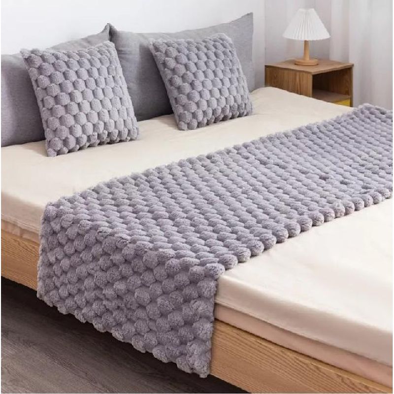 GENERICO - Piecera 70x190 cm + 2 fundas 45x45 cm king color gris claro