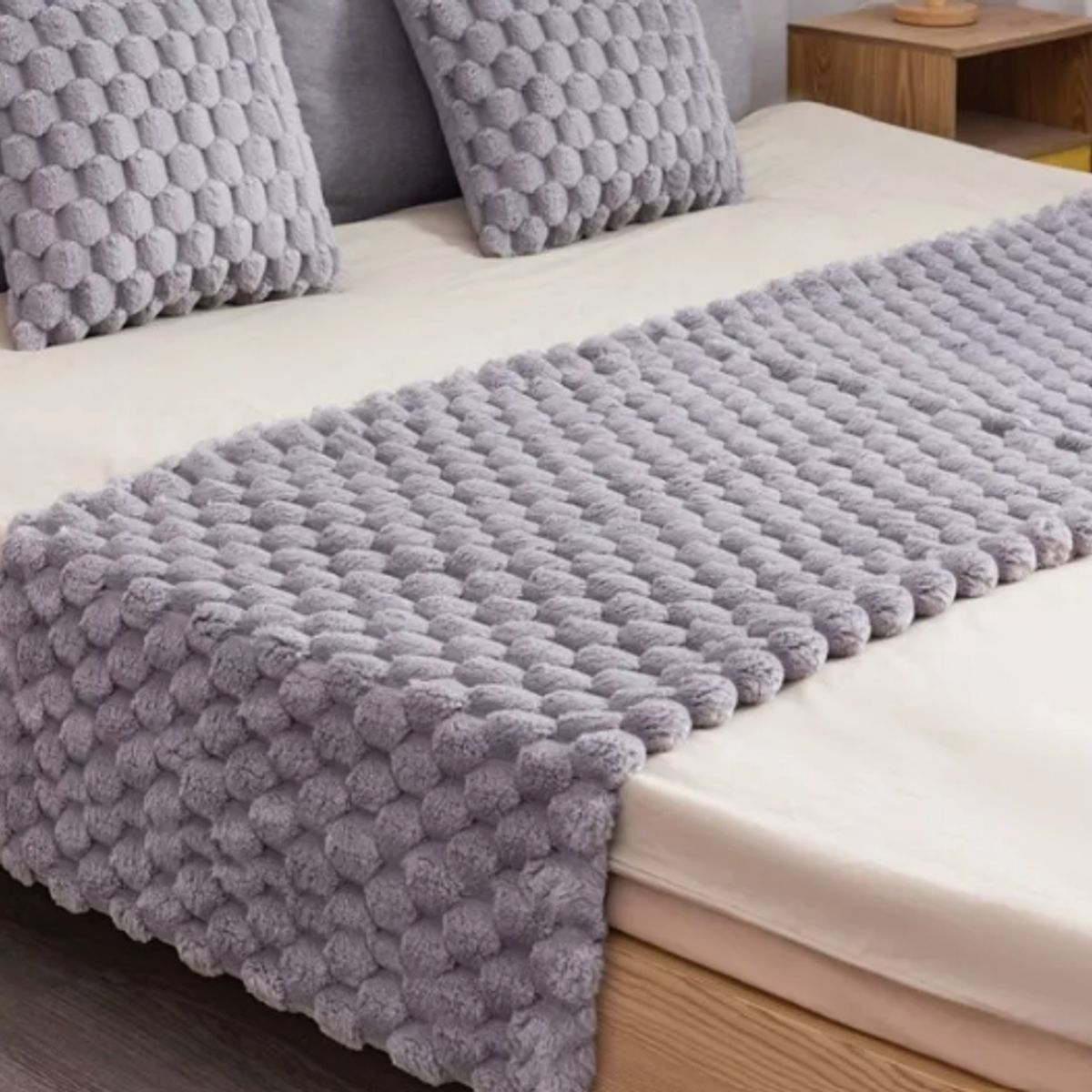 GENERICO - Piecera 70x190 cm + 2 fundas 45x45 cm king color gris claro