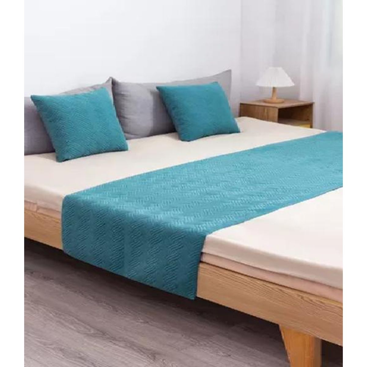 Piecera de cama king + 2 fundas 70x210 cm color turquesa, marca GENERICO - Foto Principal