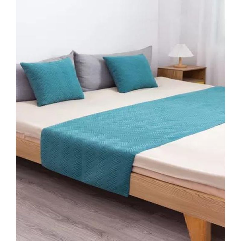 GENERICO - Piecera de cama king + 2 fundas 70x210 cm color turquesa