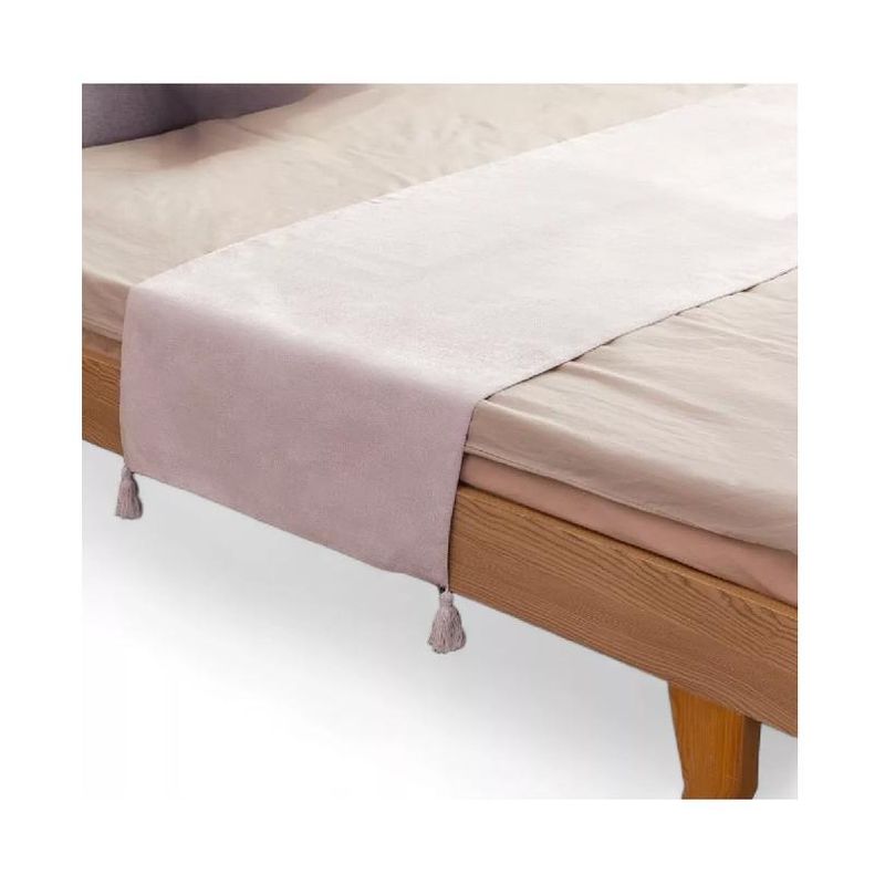GENERICO - Piecera para cama 2 plaza - king en lino 70x210 cm color crema