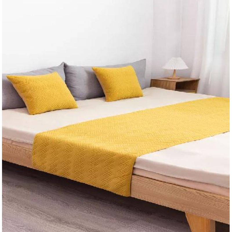 GENERICO - Piecera de cama king + 2 fundas 70x210 cm color amarillo