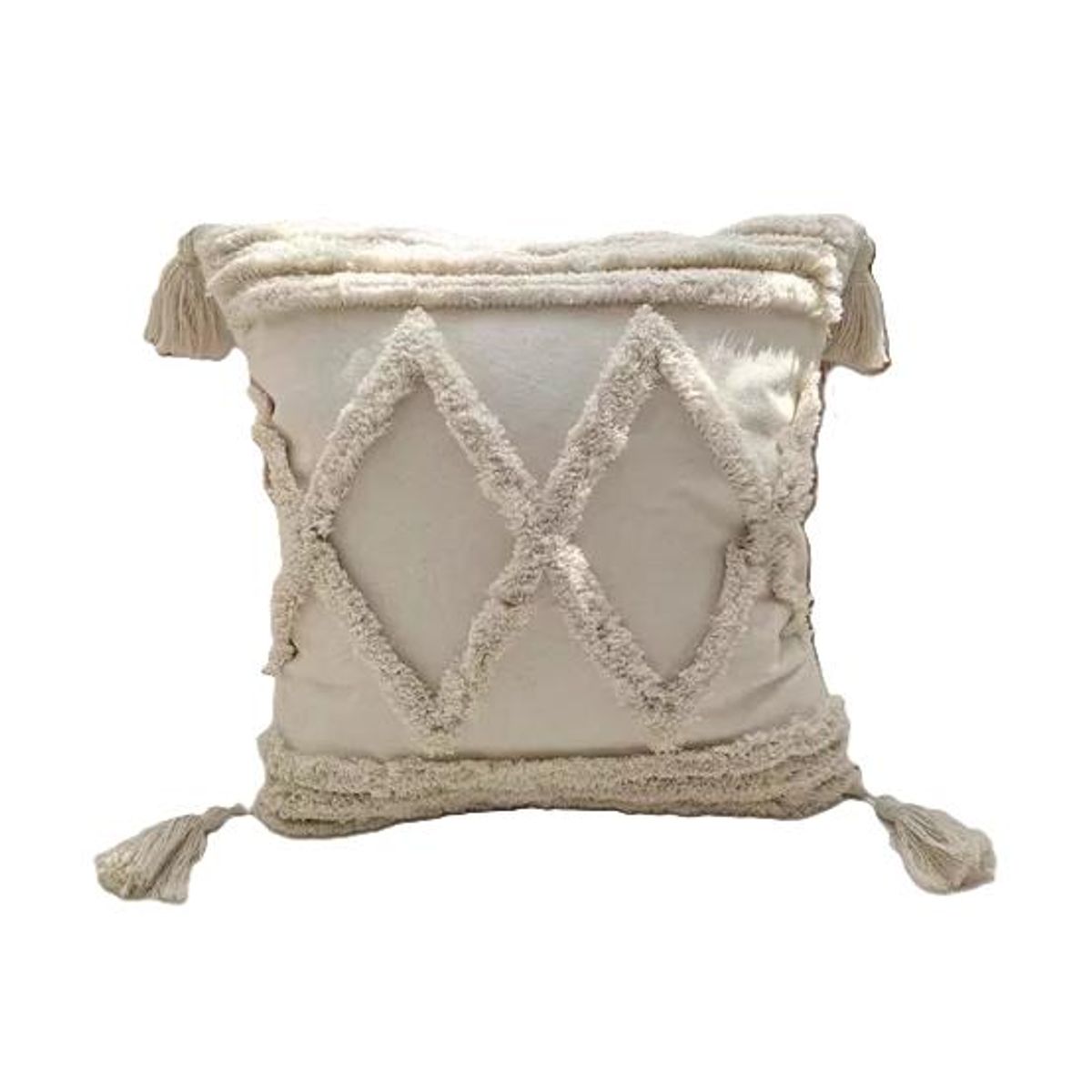 GENERICO - Piecera de cama boho 2p y king + fundas color crema