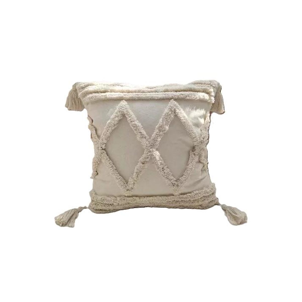 GENERICO - Piecera de cama boho 2p y king + fundas color crema