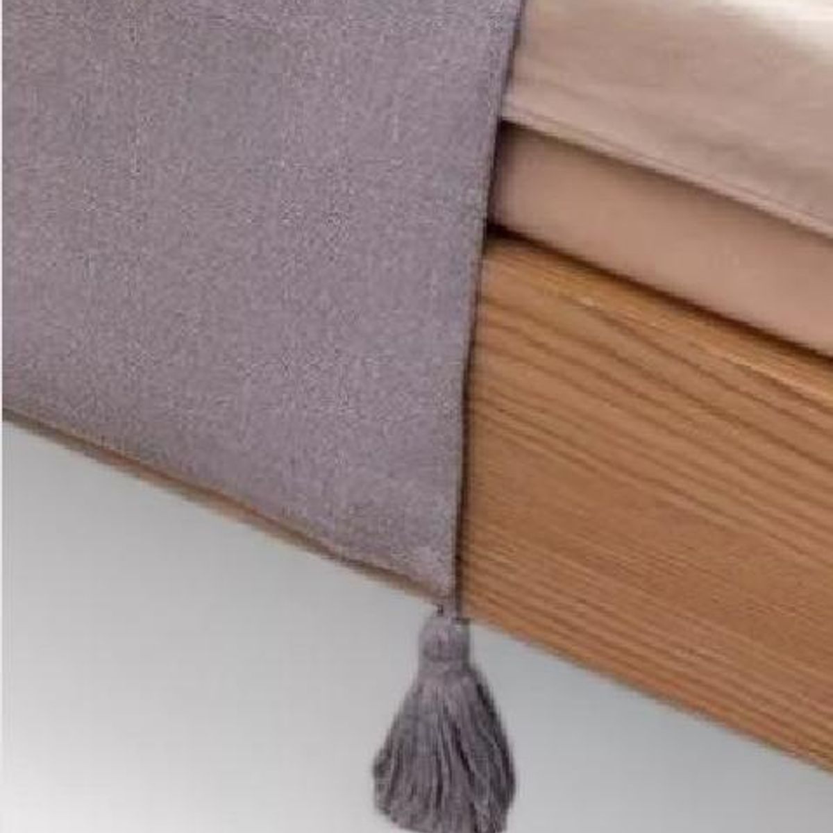 GENERICO - Piecera para cama 2 plaza - king en lino 70x210 cm gris claro