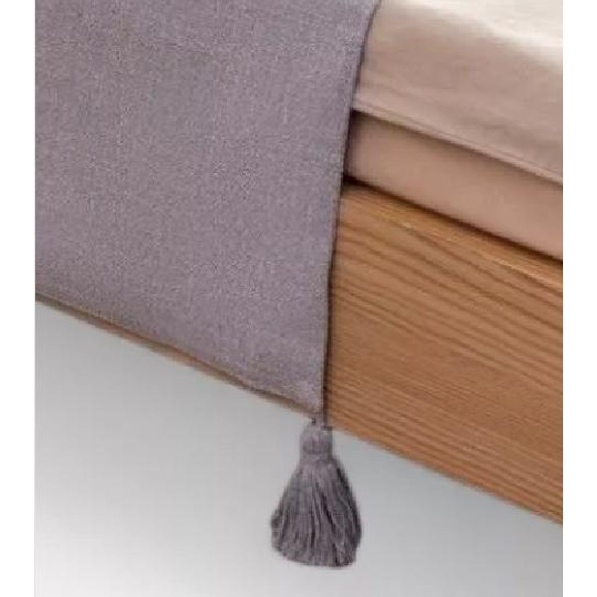 GENERICO - Piecera para cama 2 plaza - king en lino 70x210 cm gris claro