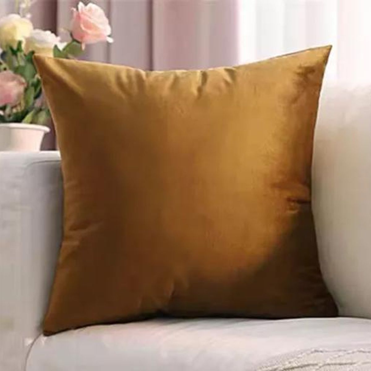 GENERICO - Funda para Cojín Velvet Terciopelo Liso en Variedad de Colores - Café