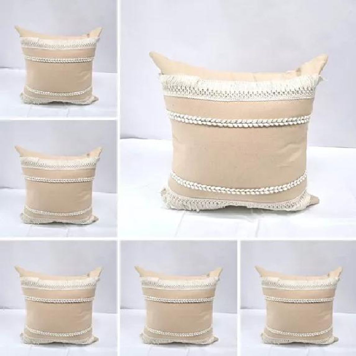 GENERICO - Pack de 6 Fundas de Cojín 45x45 cm Diseño de Algodón Rosa Claro