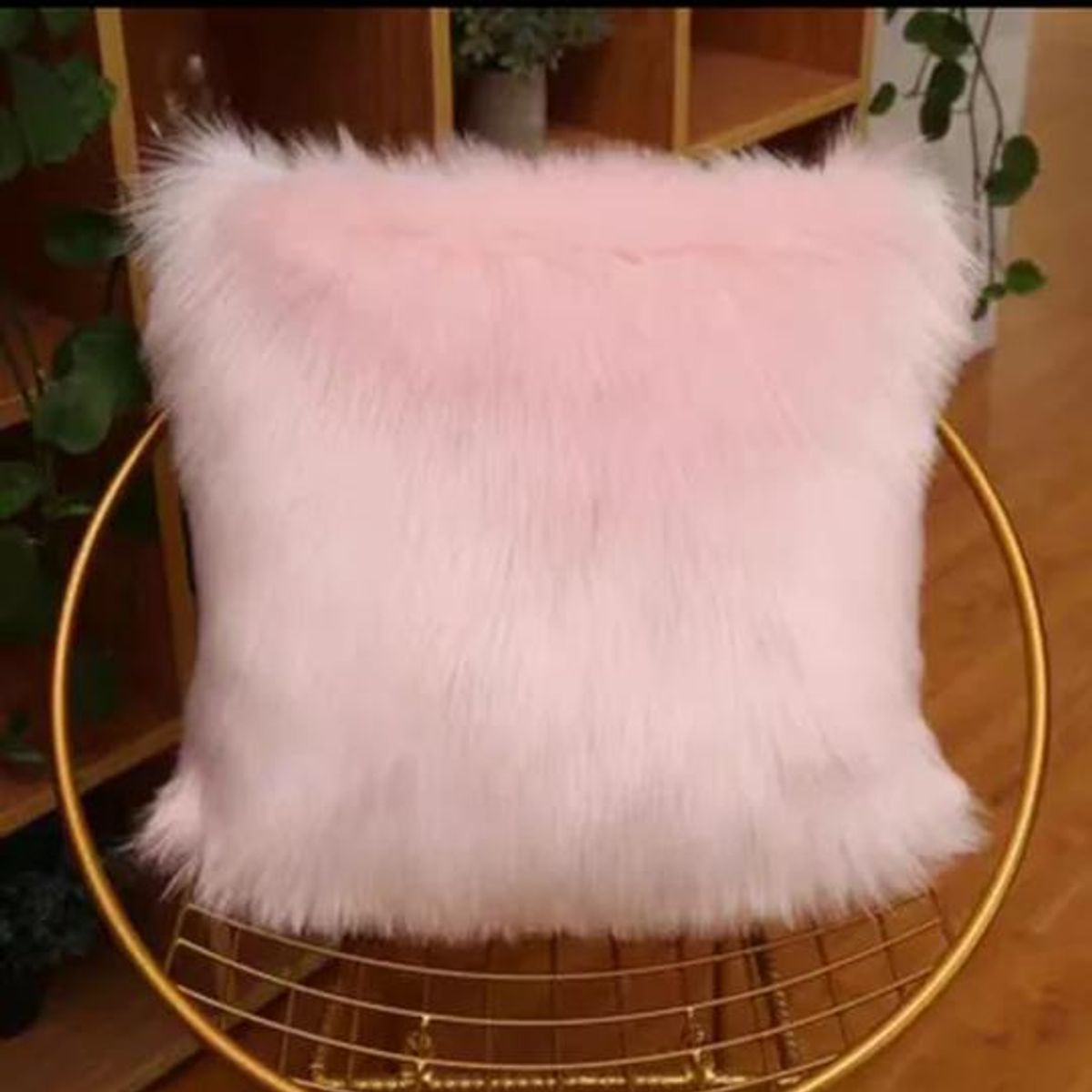 GENERICO - Fundas de cojín peluditas 45x45 cm color rosa