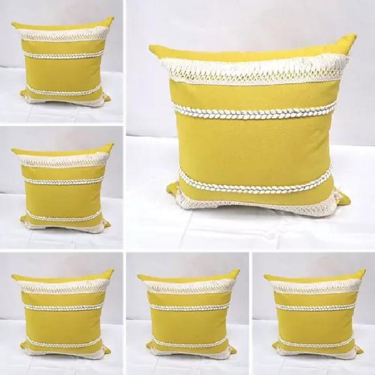 GENERICO - Pack de 6 Fundas de Cojín 45x45 cm Diseño de Algodón Amarillo
