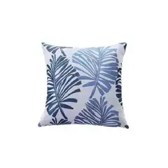 GENERICO - Pack de 6 Fundas de Cojín Lino Hoja Decoración 43x43 cm Azul
