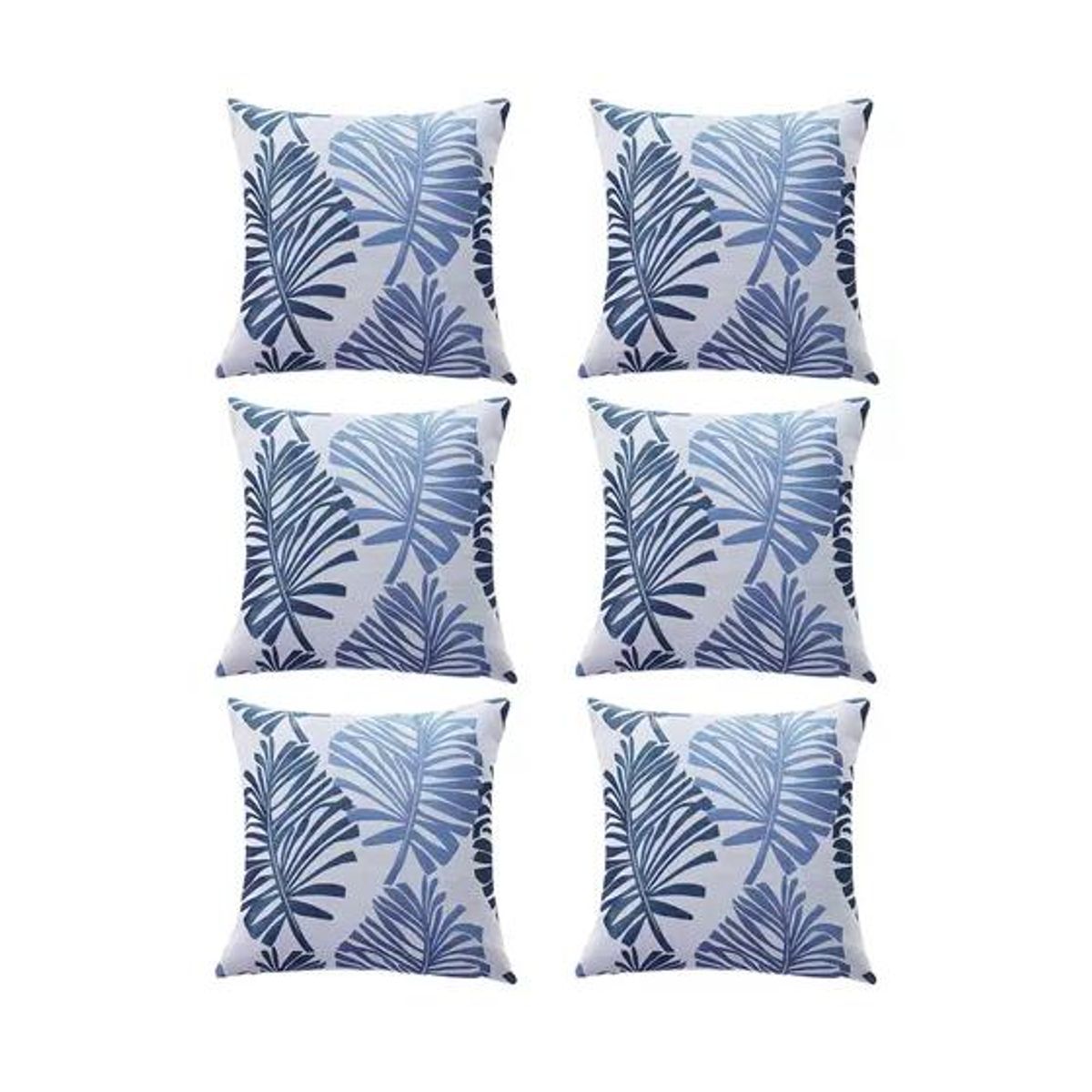 GENERICO - Pack de 6 Fundas de Cojín Lino Hoja Decoración 43x43 cm Azul