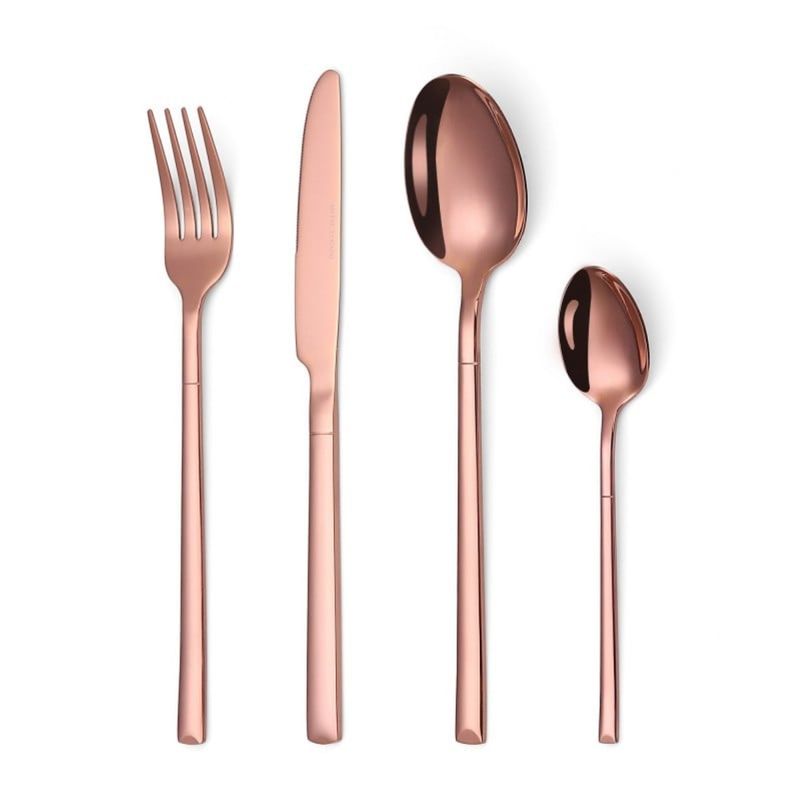 LUGANO - Set Cubertería 24 Pzs Goldrose Metal Lugano