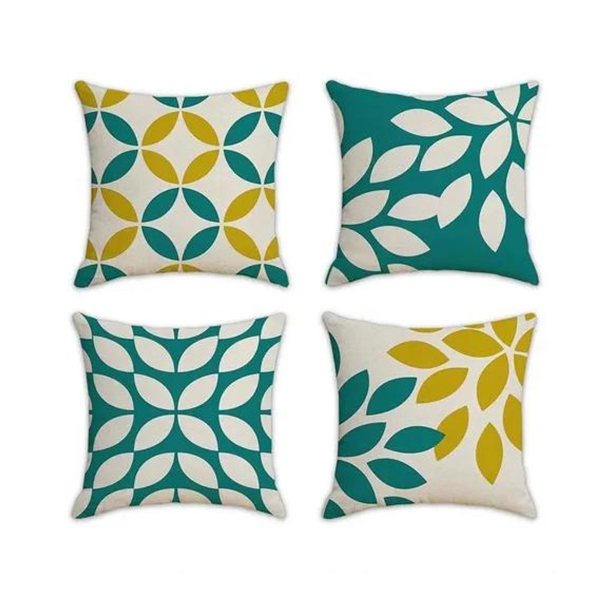 GENERICO - Pack de 4 Fundas de Almohada Cojín con Diseño 45x45 cm Hojas Verdes