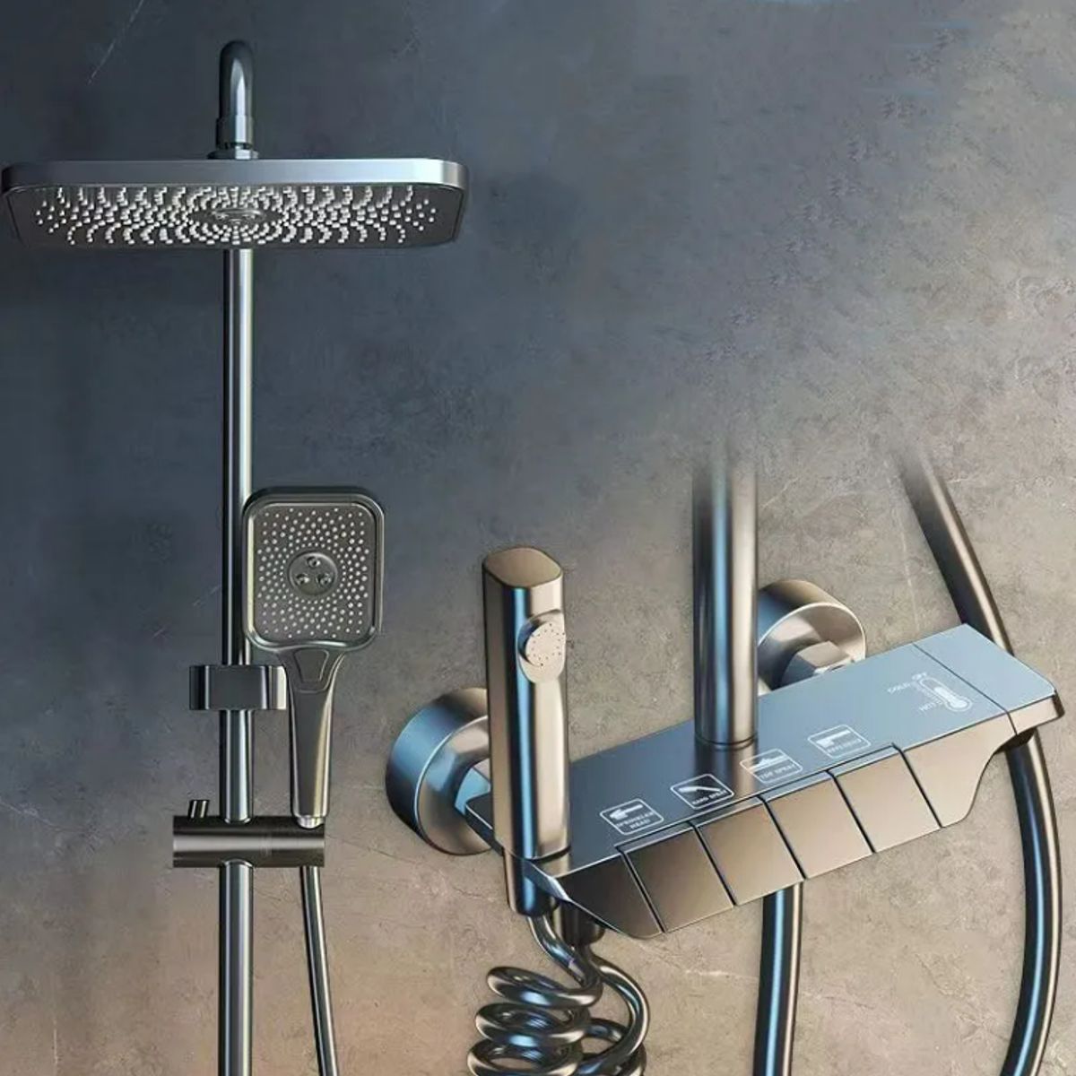 GENERICO - Ducha Columna Moderna De Lujo Con Llave 4 Funciones Grafito