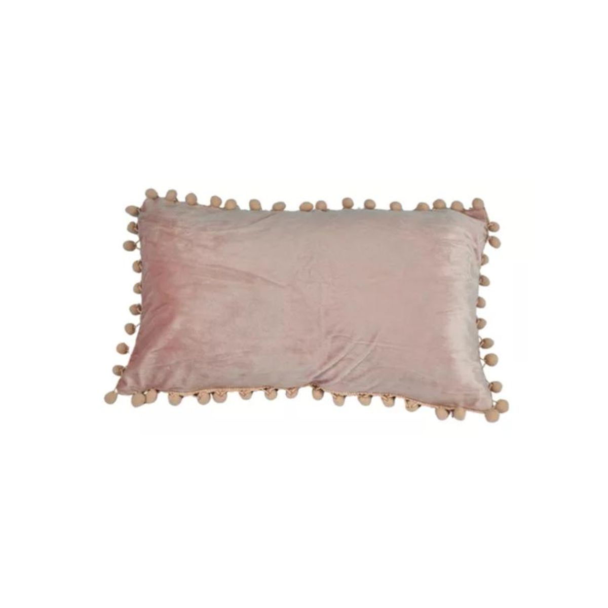 GENERICO - Pack de 2 Fundas de Cojín Terciopelo con Pompones 30x50 cm Rosa