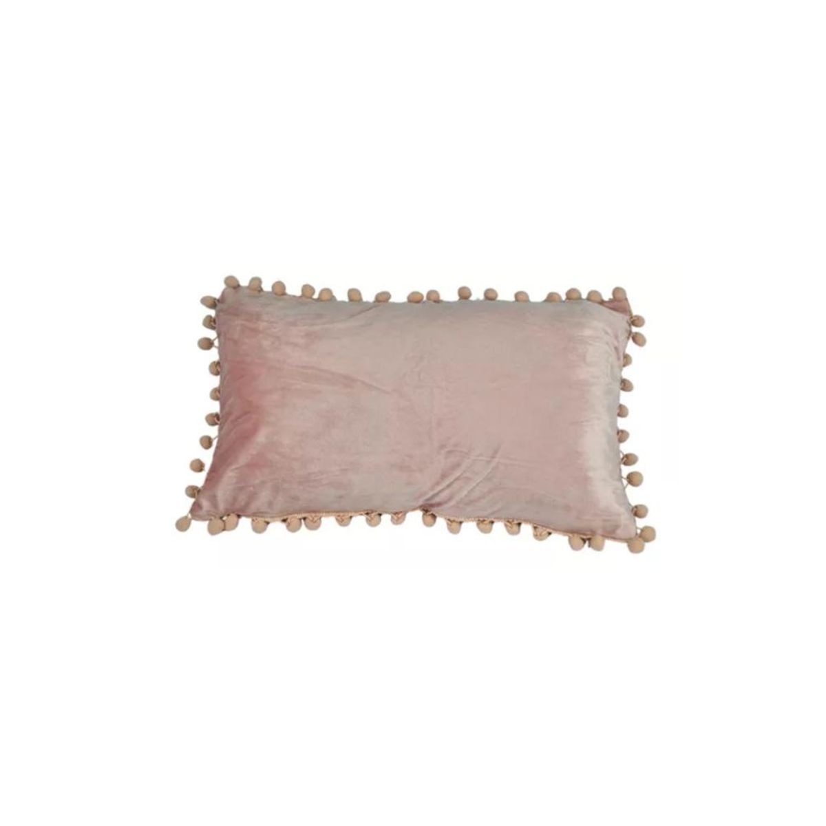 GENERICO - Pack de 2 Fundas de Cojín Terciopelo con Pompones 30x50 cm Rosa
