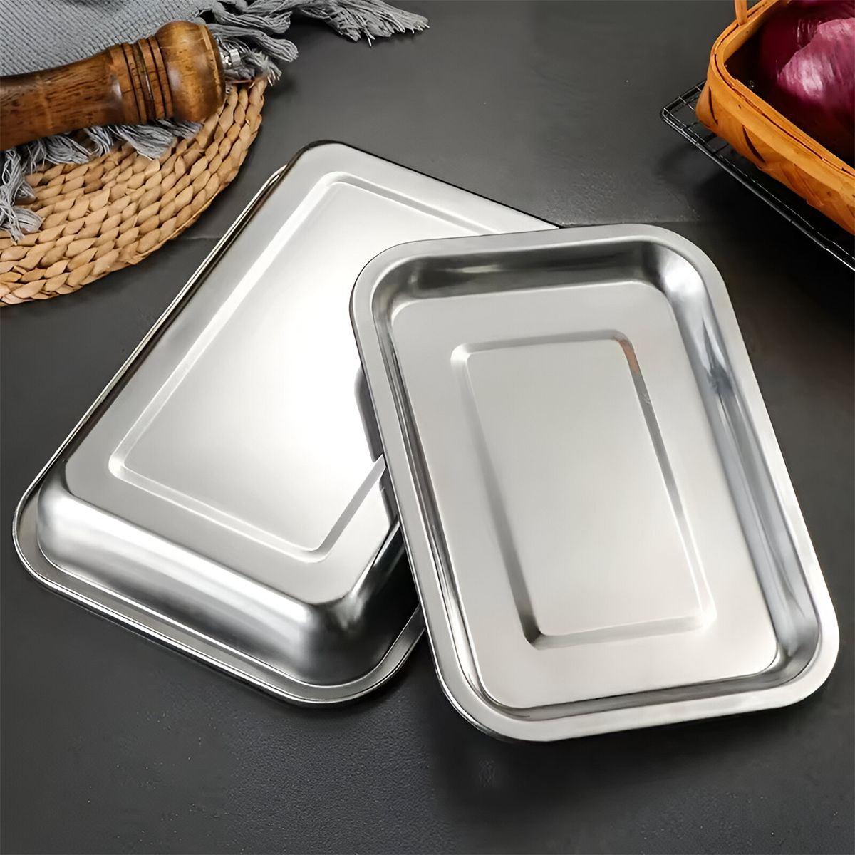COOK IN - Azafate Acero Inoxidable 27x20x48 Cm - Plateado