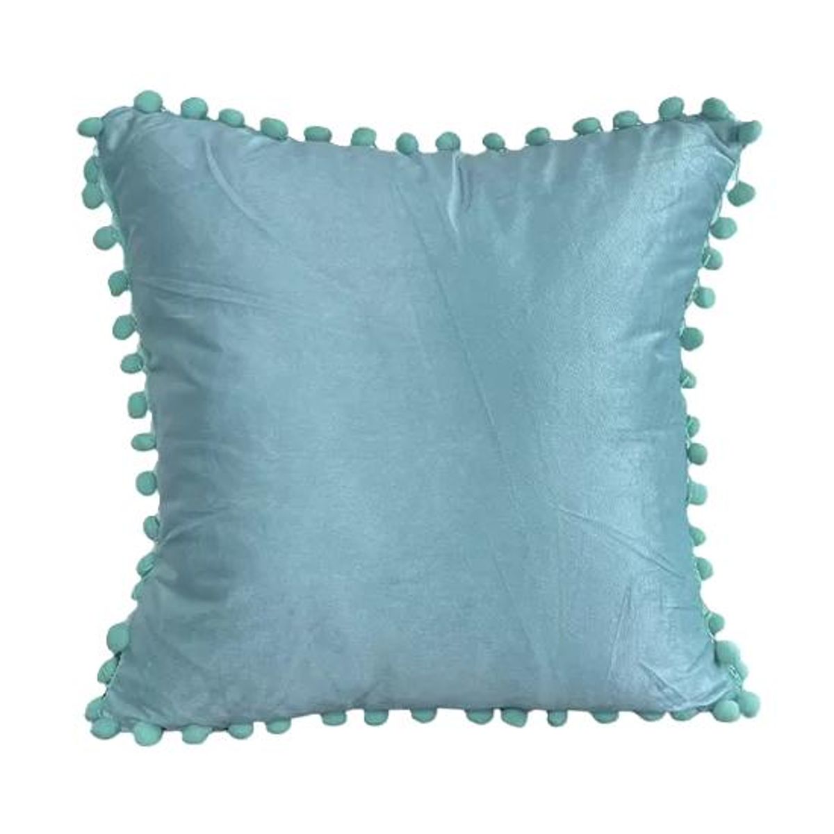 GENERICO - Pack de 2 Fundas de Cojines Terciopelo con Pompones 45x45 cm Menta